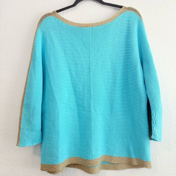 Lilly Pulitzer Turquoise and Gold Sweater - Picture 3 of 9
